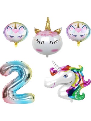 Bal10 Dünyası Unicorn Karakterli Rakamlı Doğum Günü Parti Seti Yaş 2