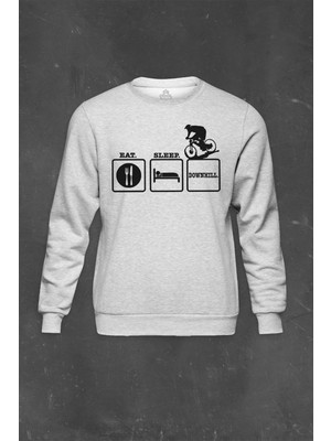 So Cool Eat Sleep Downhill Mountain Bike Bisiklet Baskılı Unisex Sweat
