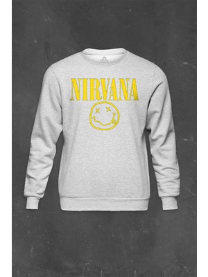 So Cool Gri Sweatshirt Nirvana Hanson Müzik Grubu Rock Grunge Baskılı Unisex Sweat