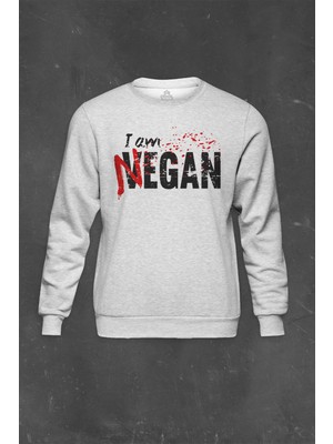 So Cool Gri Sweatshirt I Am Negan The Walking Dead Yürüyen Ölüler Baskılı Unisex Sweat