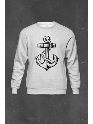 So Cool Gri Sweatshirt Yelken Demir Çapa Anchor Baskılı Unisex Sweat