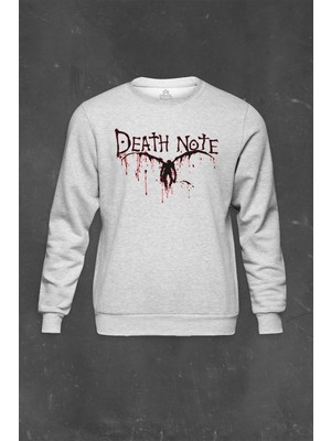So Cool Gri Sweatshirt Death Note Oyun Ölüm Notu Baskılı Unisex Sweat
