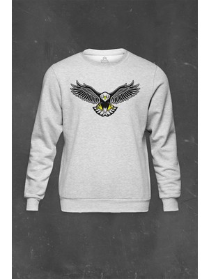 So Cool Gri Sweatshirt Futbol Şampiyon Kara Kartal Black Eagle Baskılı Unisex Sweat