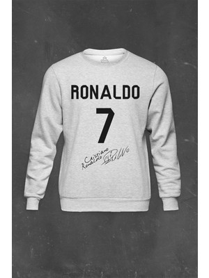 So Cool Gri Sweatshirt Cristiano Ronaldo Gol Kralı Baskılı Unisex Sweat