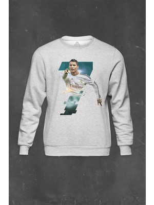 So Cool Gri Sweatshirt Baskılı Cristiano Ronaldo Gol Kralı Unisex Sweat
