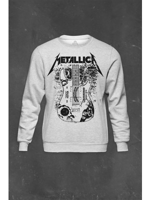 So Cool Gri Sweatshirt Metallica Kirk Ouija Board Guitar Rock Gitar Baskılı Unisex Sweat