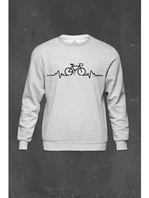 So Cool Gri Sweatshirt Bike Pulse Cycling Bicycle Riding Bisiklet Baskılı Unisex Sweat