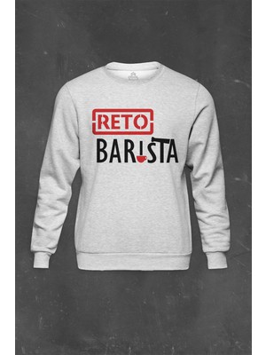 So Cool Gri Sweatshirt The Reto Barista Coffee Kahve Espresso Baskılı Unisex Sweat