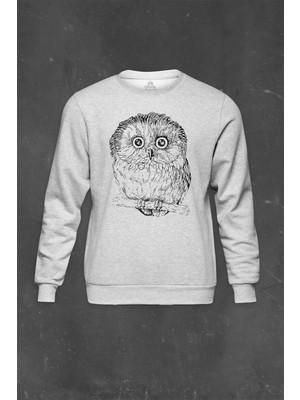 So Cool Gri Sweatshirt Owl Baykuş Yavru Minik Kuş Baskılı Unisex Sweat