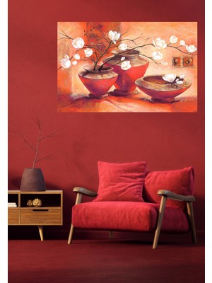 Aden Dekoratif Kırmızı Vazolar Kanvas Tablo