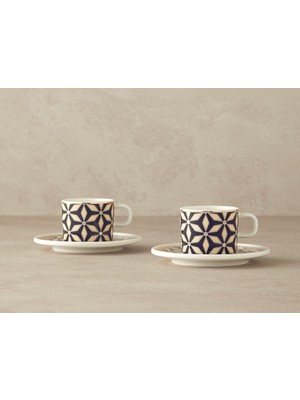 English Home Modern Sense Bone Porselen Kahve Fincan Takımı 4 Parça 2 Kişilik Siyah