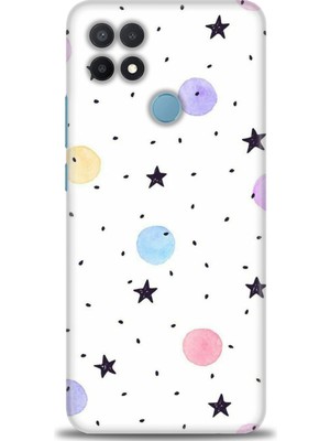 gmotp Oppo A15 Kılıf Hd Baskılı - Yıldız ve Daireler