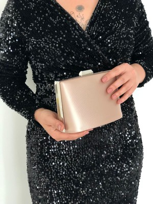 Sh Poly1 Kumaş Pudra Kulplu Abiye Çanta