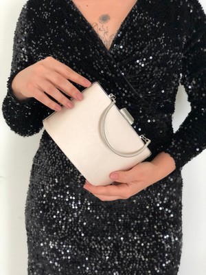 Sh Poly1 Saten Bej Kulplu Abiye Çanta