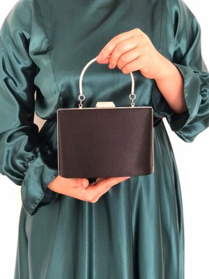 Sh Poly1 Saten Siyah Kulplu Abiye Çanta