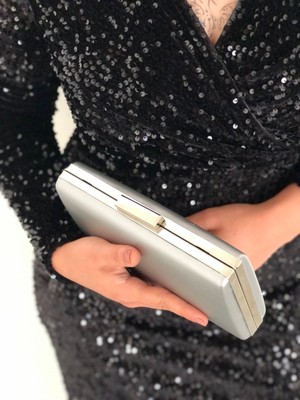 Sh Poly1 Kumaş Gümüş Abiye Çanta