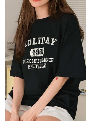 Trendypassion Only Trendwear Unisex Siyah Kısa Kol Baskılı Tasarım TShirt Dijital Baskı ile Rahat Kullanım