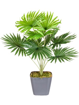 Herdekora Saksı Da Yapay Bitki Fan Palmiye Demeti Gerçek Dokulu 9 Yaprak Yeşil