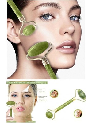 Mobee Yeşim Taşı Jade Roler 2'li Yeşim Taşı Yüz Masaj Rulosu