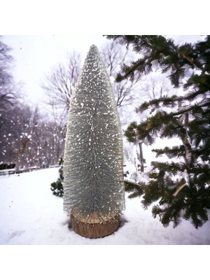 Pando Yılbaşı Karlı Sim  Iğne Yapraklı Masa Üstü Çam Ağacı Gümüş Renk 30  cm