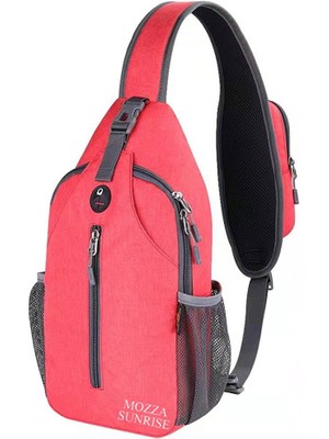 LS Crossbody Sling Sırt Çantası Sling Çanta Seyahat Yürüyüş Göğüs Çantası Sırt Çantası, Kırmızı (Yurt Dışından)