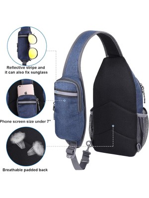 LS Crossbody Sling Sırt Çantası Sling Çanta Seyahat Yürüyüş Göğüs Çantası Sırt Çantası, Koyu Mavi (Yurt Dışından)