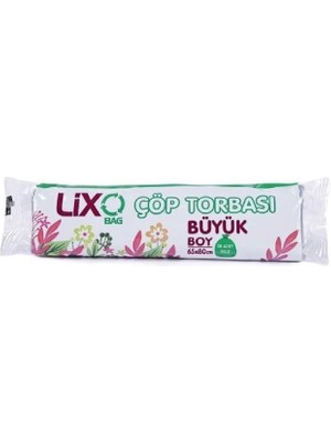 Lixo Büyük Boy Çöp Torbası 65 x 80 cm 10 Lu Rulo x 10 Paket = 100 Adet (Mavi)