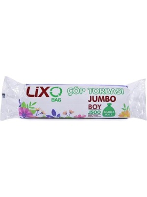 Lixo J-500 Jumbo Boy Çöp Torbası 80 x 110 cm 10 Lu Rulo x 1 Paket = 10 Adet (Siyah)
