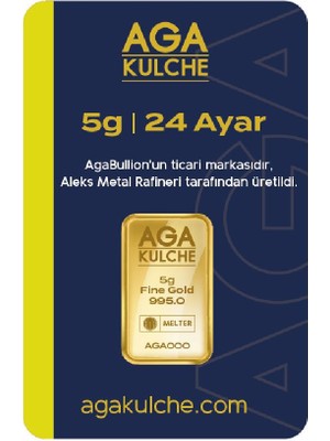 AgaKulche 5 Gram Altın 24 Ayar Külçe Altın