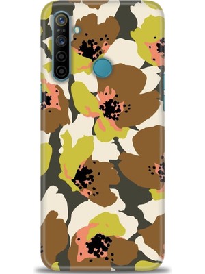 gmotp Realme 5i Kılıf Hd Baskılı - Yeşil Kahve Çiçekler