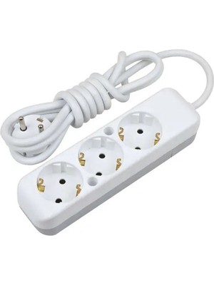 Mobee 3lü Üçlü 5 Metre Uzatma Kablolu Anahtarsız Topraklı Grup Priz Elektirik Uzatma Kablosu 1410