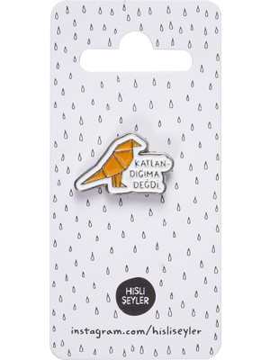 Hisli Şeyler Pin - Katlandığıma Değdi Sarı Renkli Origami Desenli Unisex Aksesuar