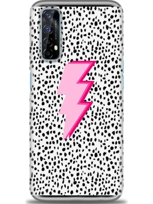 gmotp Realme 7 Kılıf Hd Baskılı - Pembe Şimşek