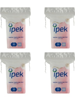 İpek Makyaj Temizleme Pedleri Yumuşak Dokulu 50 Adet 4 Paket %100 Pamuklu