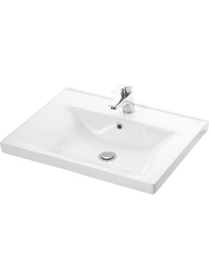 Özceden Çiğdem 65 cm Beyaz Mdf Seramik Lavabolu Asma Banyo Alt Dolabı