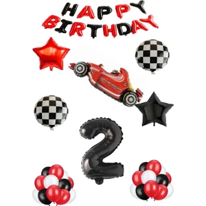 Best Parti Yarış Temalı Folyo ve Latex Balon Seti Siyah Yaş 2