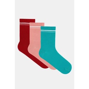 Los Ojos 3 Çift Çok Renkli Pamuklu Orta Boy Retro Çorap Half Crew