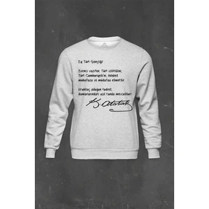 So Cool Gri Sweatshirt Ey Türk Gençliği Gençliğe Hitabe Atatürk Baskılı Unisex Sweat