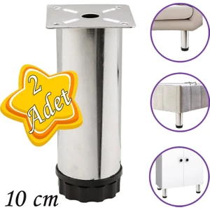 2 Adet Metal Ayarlanabilir 10 cm Krom Destek Ayağı Mobilya Kanepe Baza Koltuk Dolap Sehpa Tv Ünitesi Ayağı