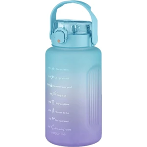 2000ML Pipetli ve Pipetsiz Kullanım Kulplu Çift Renk Motivasyon Matarası Sticker Hediyeli