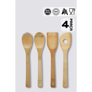 Homenıva 4 Parça Ahşap Servis Seti – Kaşık Spatula Seti