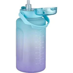 Mega Büyük Boy 2500ML 2.5litre Pipetli/pipetsiz Kullanım Çift Renk Motivasyon Matarası Sticker Hediyeli