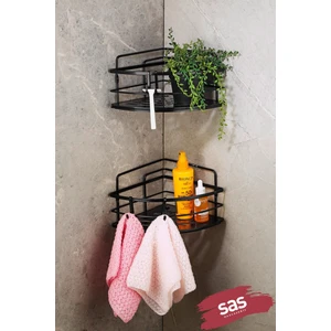 Sas Haus Yapışkanlı Ömür Boyu Paslanmaz Kristal Ayarlanabilir Raf Banyo Düzenleyici 2 Adet Şampuanlık Lk-01 Ss