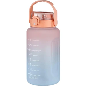 Mega Büyük Boy 2500ML 2.5litre Pipetli/pipetsiz Kullanım Çift Renk Motivasyon Matarası Sticker Hediyeli