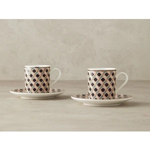 English Home Modern Cube Bone Porselen 4 Parça 2 Kişilik Kahve Fincan Takımı Yeşil