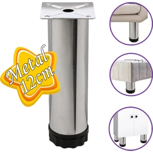 Metal Ayarlanabilir 12 cm Krom Destek Ayağı Mobilya Kanepe Baza Koltuk Dolap Sehpa Tv Ünitesi Ayağı