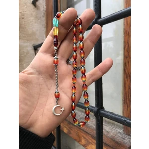 Sultan Telkari Sürmeli Üç Renk Beyzi Kesim Toz Kehribar Tesbih