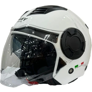 Kask Sway SW-766 Beyaz Çenesiz Güneş Gözlüklü