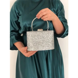 Sh Poly1 Pullu Gümüş Kulplu Kadın Çantası