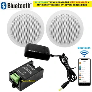 Ucuzcu Market Bluetooth Özellikli Tavan Hoparlörü (Çift Hoparlör) Anfi Kullanmadan Ev-Işyerini Seslendirin